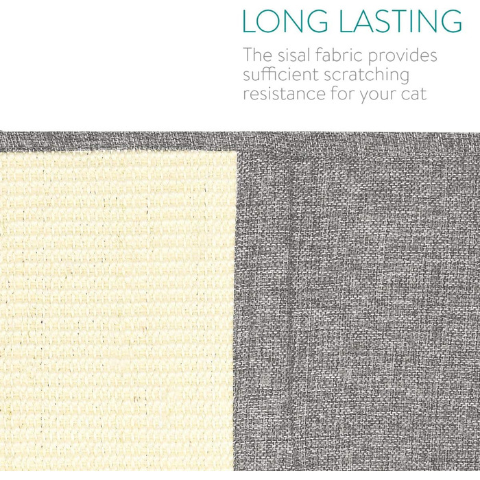 Navaris Cat Scratch Mat Scratch Protection Sofa - with 2 compartments - 128 x 45 cm Sisal Scratch Rug for Cat - Couch Cat Scratch Mat - also for Dogs (Light Grey - White)