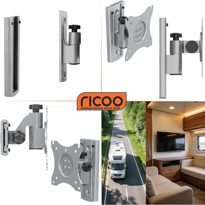 Настінний кронштейн для телевізора RICOO S0644 поворотний та нахильний, для Smart TV та вигнутих екранів 32-55 дюймів, до 35 кг, VESA 400x400 мм, сріблястий