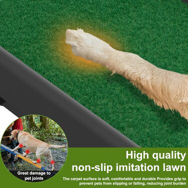 Рампа для собак NAIZY 156 см, складна, з антиковзкими килимками, для собак/кішок/домашніх тварин до 90 кг, з травою