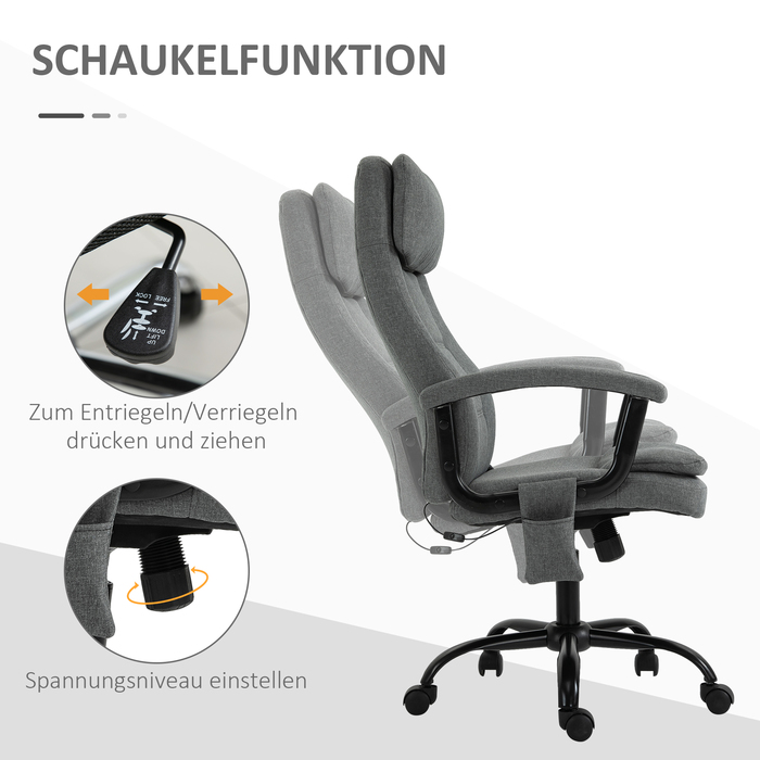 Vinsetto Massage Office Chair, Ergonomic Desk Chair, Adjustable Gaming Chair, Grey | Aosom