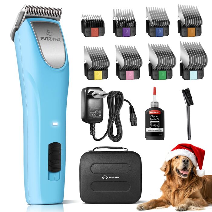 Професійна машинка для стрижки собак, 2 швидкості, ергономічний дизайн, для собак та котів, стрижка густого, довгого та кучерявого хутра, світло-блакитна