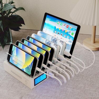 Зарядний пристрій Schnellladestation PD20W QC3.0 7-в-1 з LCD дисплеєм, USB-хаб для iPhone, iPad, Samsung, Huawei (Чорний)