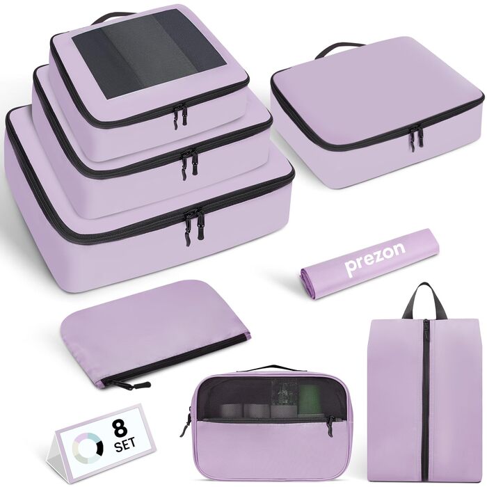 Органайзери для валізи Prezon, набір 8 шт., легкі, фіолетові