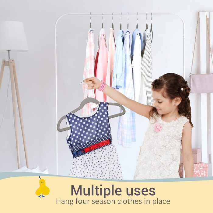 ManGotree 35cm Kids Velvet Clothes Hangers, Ultra-Thin Children's Clothes Hangers with 360° Swivel Hook, Non-Slip Felt Pads for Teens, Sturdy and Durable (32 Pack, Grey)
