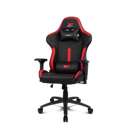 Професійне ігрове крісло DRIFT GAMING DR350 ергономічне, з 4D-підлокітниками, подушками під поперек та шию, нахил 135°, безшумні колеса, чорно-червоне