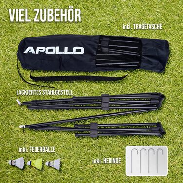 Apollo Adjustable Badminton & Volleyball Net Set - 300cm, 400cm, 500cm - Indoor/Outdoor