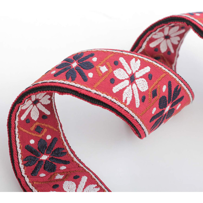 Гітарний ремінь Rufun Retro Jacquard: регульована довжина для акустичної, електро- та бас-гітари. В комплекті 3 медіатори (червоний)