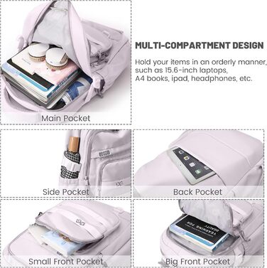 Шкільний рюкзак для дівчинки-підлітка, водонепроникний, легкий, великої місткості, модний, для школи або подорожей - фіолетовий