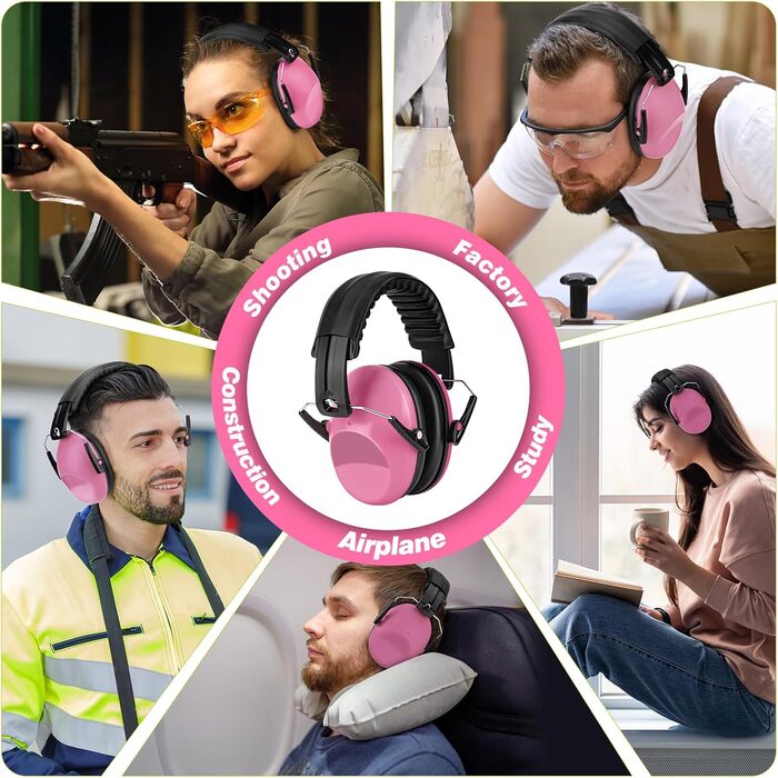 Навушники для захисту від шуму для дітей - комфортні, складні, для школи, аутизму, сну, навчання, ADHD, феєрверків, концертів (1 шт., темно-рожевий)