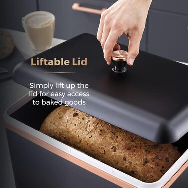 Cavaletto Brotkasten-Aufbewahrung T826130BLK: металевий хлібний контейнер, чорно-червоного кольору, 23 x 35 x 24 см