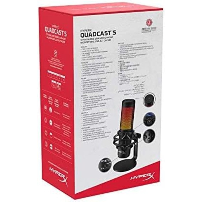 Мікрофон HyperX QuadCast S RGB USB для ПК, PS4, Mac – чорний, для стрімінгу, геймінгу, подкастів