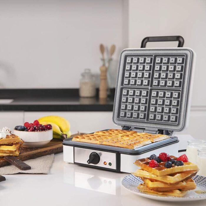 Вафельниця Cecotec Fun Gofrestone з антипригарним покриттям RockStone, регульований термостат, великі вафлі, 1200 Вт (4 вафлі)