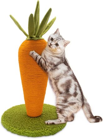 AUSCAT Scratching Post Carrot, 42cm Cute Carrot Scratching Post for Cats, Natural Sisal Scratching Tree Indoor for Kittens