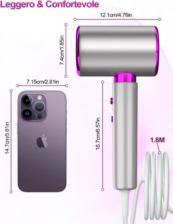 Іонізатор для волосся 2400W Profi, професійний фен з 3 температурами, 2 швидкостями, кнопка холод/гаряче, дифузор, концентратор, термостат для дому, салону, подорожей