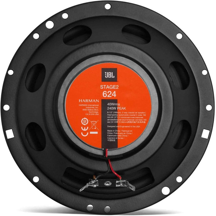 JBL Stage2 624 автомобільні 2-смугові динаміки Harman Kardon, 240 Вт, комплект колонок 16-17 см