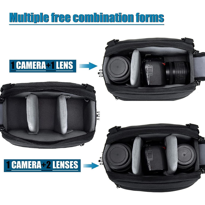 Водонепроникна сумка для камери на пояс/через плече Cwatcun для DSLR/SLR, чорна