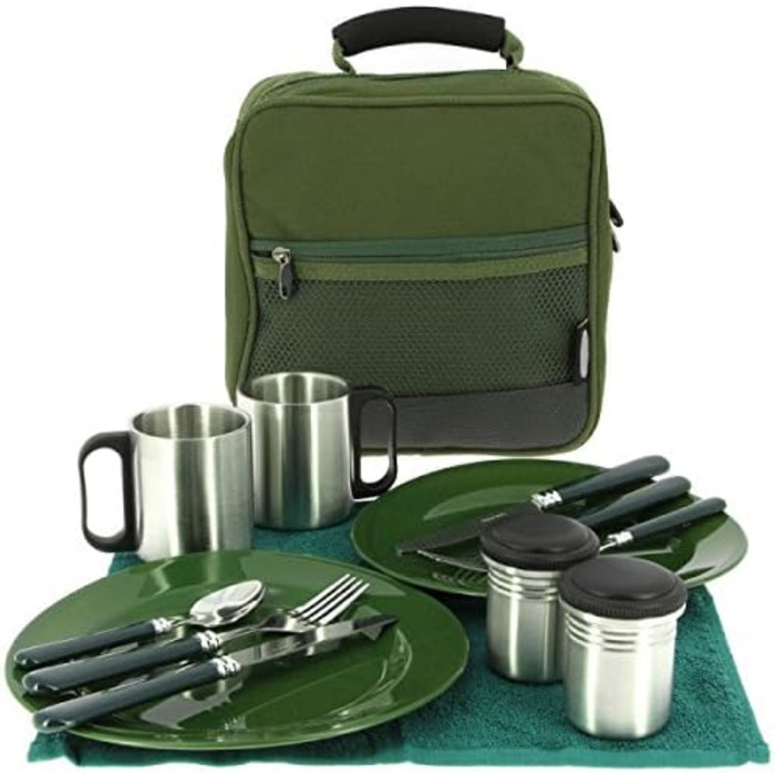 13-Piece Deluxe G8DS® Camping Cookware, Cups, and Utensils for 2 People - Camping Cookware Utensil Dish Set - Survival Outdoor