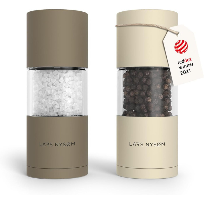 Набір мельниць для солі та перцю Lars Nysøm з нержавіючої сталі з регульованим керамічним жорном (2 шт.)