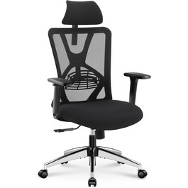 Ticova Ergonomic Office Chair - Adjustable Lumbar Support, Headrest & 3D Armrests