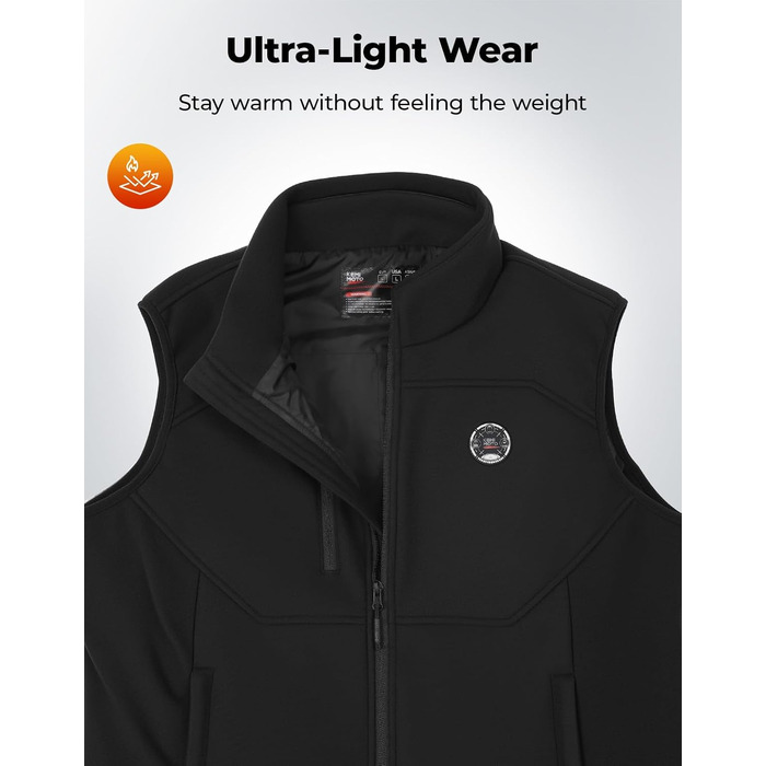 Обогреваемая жилетка KEMIMOTO для мужчин и женщин с 5 зонами обогрева, USB-аккумулятор 10000mAh, для катания на лыжах, рыбалки, мотоцикла, активного отдыха (M, Черный)