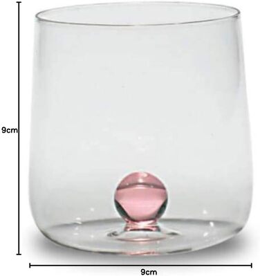 Zafferano Bilia Tumbler Set - 6 Water Glasses, transparent with a sphere in 6 different colors