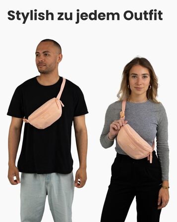 Сумка на пояс LARKSON для жінок та чоловіків м'ятного кольору - Finn. Стильна поясна сумка для спорту, активного відпочинку, міста, фестивалів. Сумка через тіло з ремінцем, водонепроникна (персиковий)