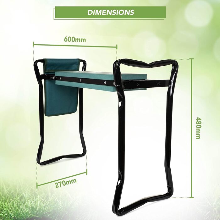 BLOSTM 2-in-1 Garden Kneeler and Seat – foldable, portable garden kneepads & garden stool with handles, thick soft foam cushion, high load capacity (up to 150 kg)
