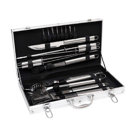 Набір для барбекю 18 предметів у кейсі з нержавіючої сталі, кухонні аксесуари