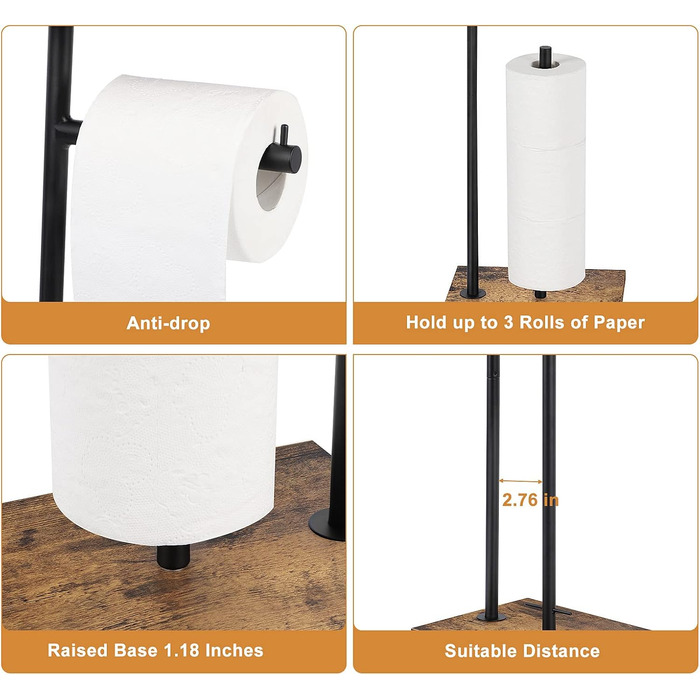 Підставка для туалетного паперу Smusei: дерев'яна, з місцем для запасних рулонів | Підставка для туалетного паперу для ванної кімнати