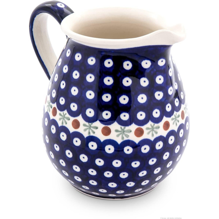 Bunzlauer Ceramics 1.45 Liter Ceramic Pitcher/Jug/Carafe – rounded shape, classic design, hand-painted, stoneware (Decoration 41)