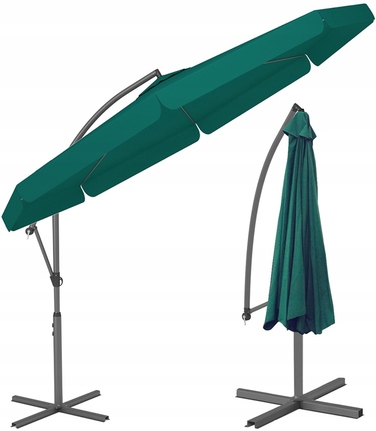 Садова парасолька з вильотом Funfit Garden, зелена, 350 x 250 см