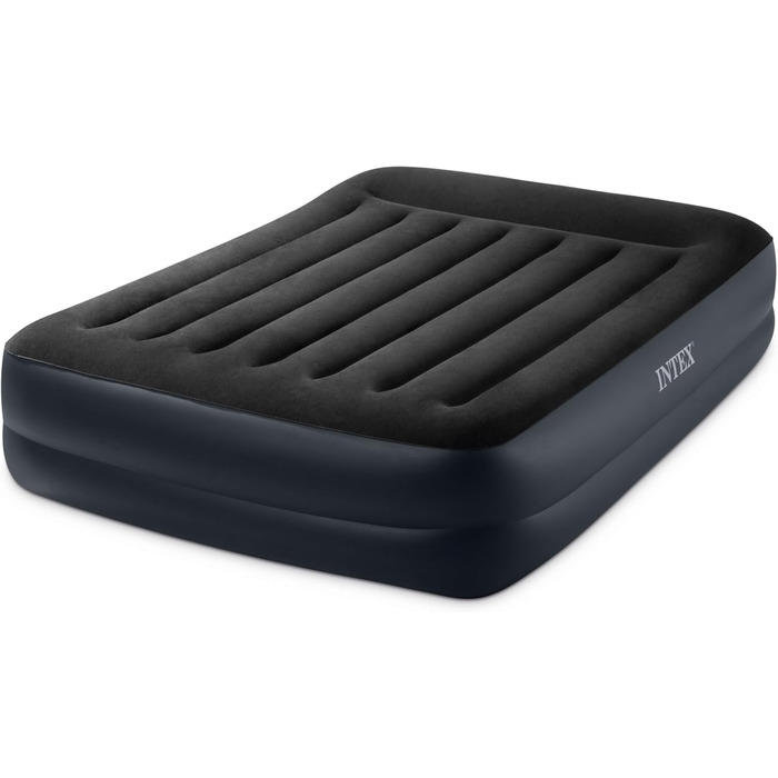Надувне ліжко Intex Queen Pillow Rest Raised з подушкою, Fiber-Tech, 152x203x42 см, чорне/синє