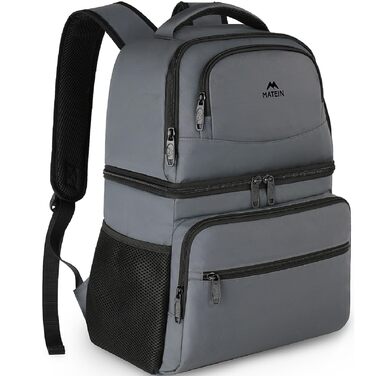 Рюкзак-холодильник MATEIN 34L, сірий, на 40 банок, для пікніків, пляжу, кемпінгу, чоловічий/жіночий