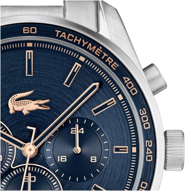 Годинник чоловічий Lacoste Boston Chronograph кварцовий з шкіряним або металевим браслетом (Navy, Метал)
