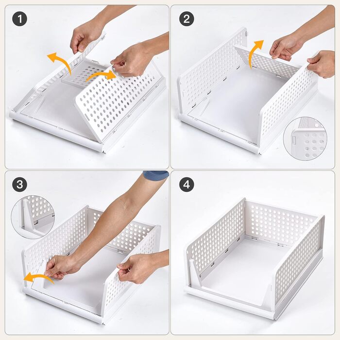 4 Pack Closet Organizer Stackable Plastic Closet Organizer Storage Box, Lightweight, Easy-Pull Drawer Dividers for Clothes, Closet, Pantry, Laundry Room