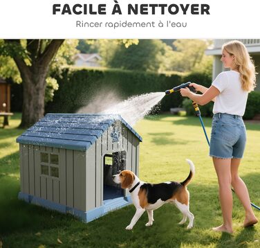 Будка для собак PawHut Outdoor з водонепроникного поліпропілену, вентильована, легка у збірці, сірого кольору