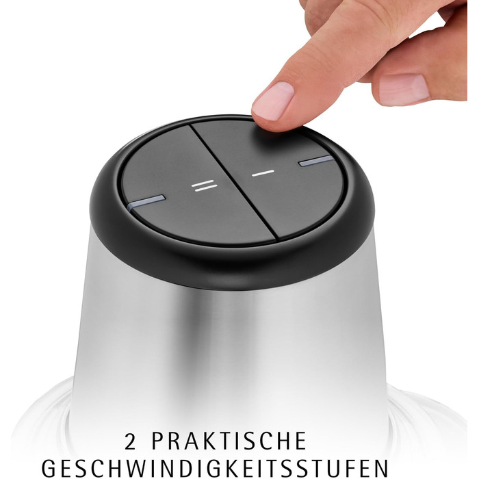 Електричний подрібнювач WMF Kult X – міні-подрібнювач, блендер для овочів, зелені та горіхів, 1л, скло, нержавіюча сталь, компактний, миється в посудомийній машині
