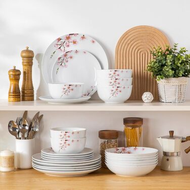 Набір посуду VEWEET 18-piece (24 шт.) для 6 осіб, сучасний сервіз з порцеляни, 6 тарілок для їжі, десерту та супу