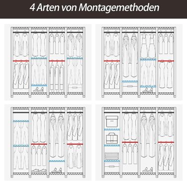 Відкритий шафа-система AQRA з регульованими полицями та штангами для одягу, чорний (193.5 x 43.5 x 195 см)