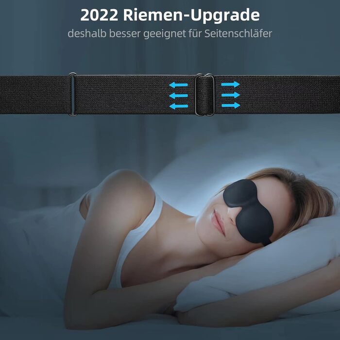 Маска для сну Trilancer 3D з Memory Foam та шумоізоляційними вкладами, для чоловіків та жінок | Абсолютна темрява