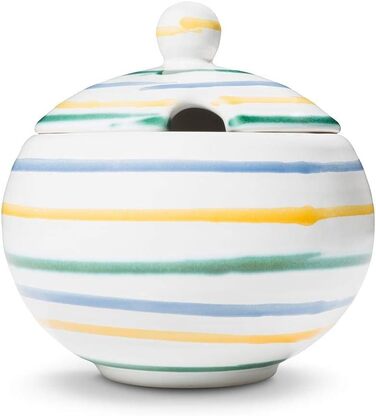 GMUNDNER CERAMICS Sugar Bowl with Cutout Diameter: 10 cm Multicolor Flamed Dishware, handmade in Austria