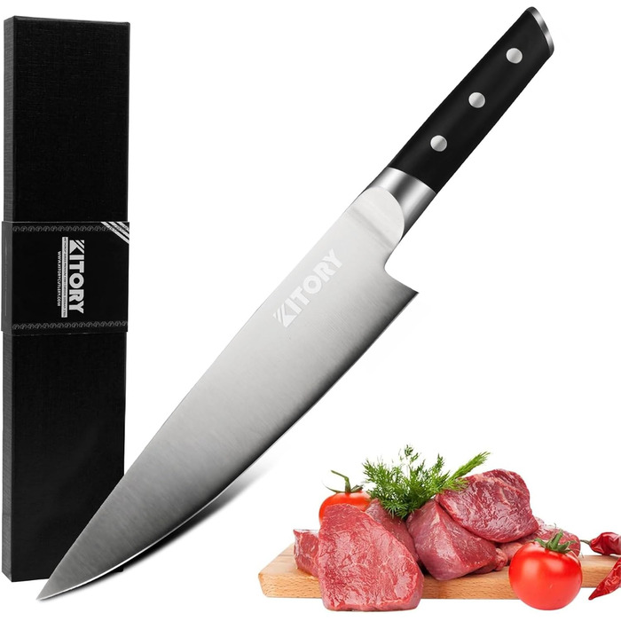 Кухонний ніж-топірець Kitory Hackmesser 18 см, з високоякісної нержавіючої сталі, з ручкою Pakkawood (Mtd06sde)