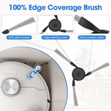 Запчастини для Dreame X30 Ultra, L10s Ultra Gen2, L40 Ultra AE, Mova E30 Ultra: комплект аксесуарів (2 основні щітки, 4 фільтри, 4 ганчірки для миття, 4 бічні щітки, 4 пилозбірники)