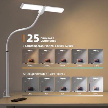 LED лампа настільна диммерна з пультом, 5 кольорів та 5 рівнів яскравості, функція пам'яті, для офісу та дому