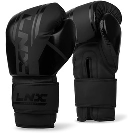 Боксерські рукавички LNX Performance Pro: для кікбоксингу, боксу, муай-тай, MMA (10, 12, 14, 16 Oz) - чорний колір
