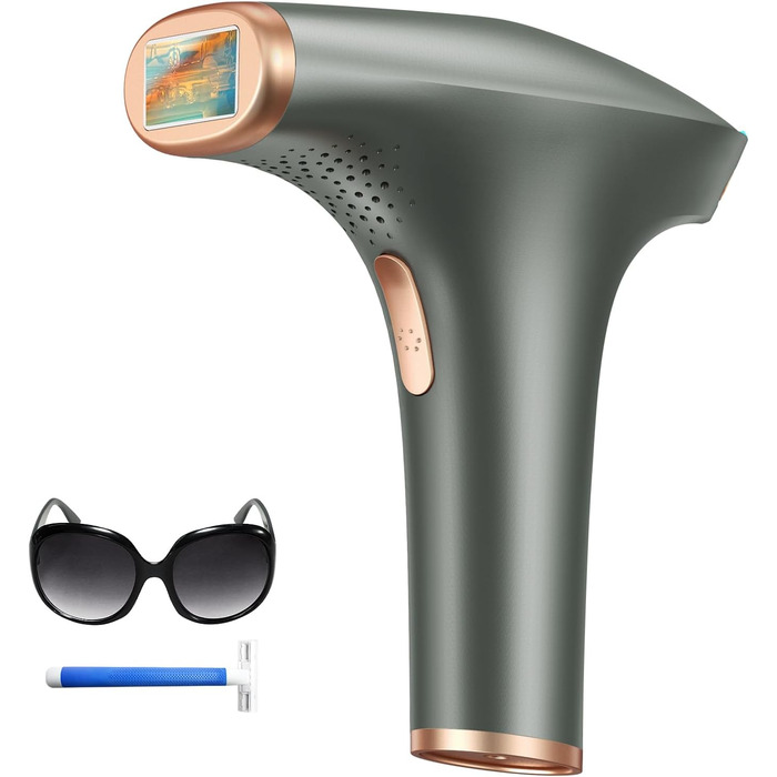 Пристрій для епіляції IPL Haarlosy: безболісна епіляція вдома для жінок та чоловіків, 9 рівнів, 999,900 імпульсів, 3 функції (HR/SC/RA), для тіла, ніг, зони бікіні, пахв. Чорний колір.