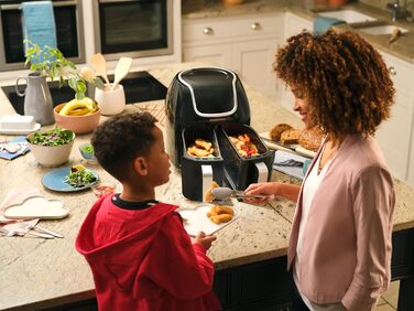 Фритюрниця електрична Russell Hobbs подвійна 8.5л з технологією Rapid Air Fryer, 8 програм, сенсорний екран, кошики 4.25л, посудомийна безпека 27290-56S