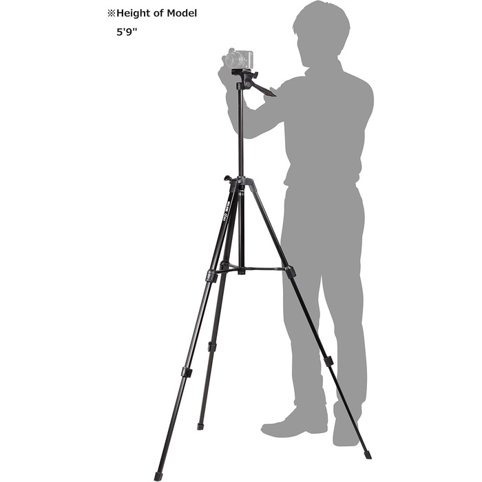 Штатив SLIK U884 4-ступеневий компактний легкий складаний з алюмінію для подорожей, DSLR/SLR, відео та фотокамер Canon, Nikon, Sony з 3-сторонньою головкою та сумкою - Чорний