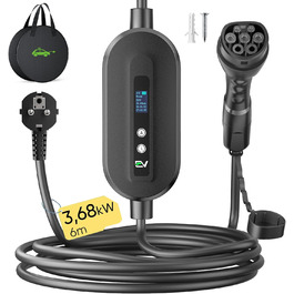 Кабель для зарядки електромобіля EVJUICION Typ 2 Schuko, 3.68kW, 6м, 6-16A, IP67. Підходить для ID.3, ID.4, X1, Model Y/3 та інших PHEV/EV