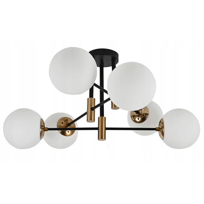 Підвісна люстра Krislamp, чорно-золота, на 6 ламп, цоколь E27